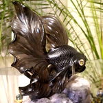 Artistic composition of obsidian and agate "Fish"